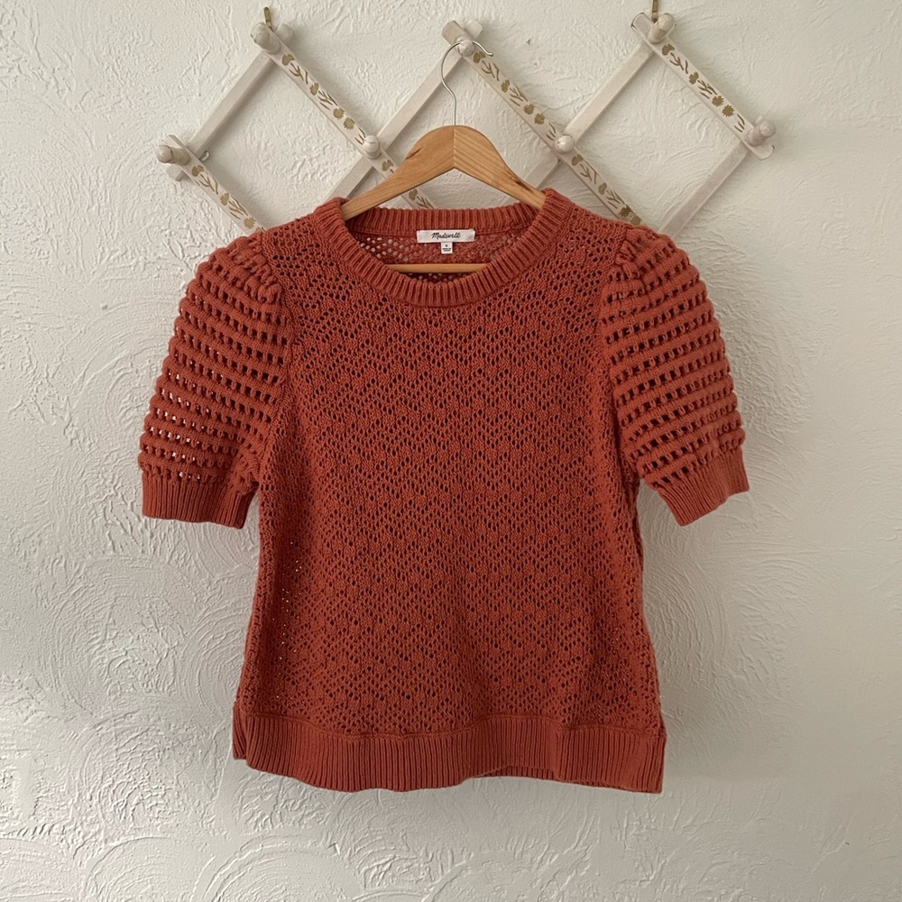 Madewell Short Sleeve Knit Sweater with Puffed Sleeves (Small)